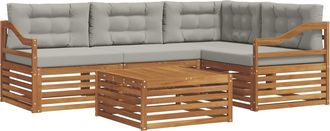 vidaXL Conjunto De Sof&aacute;s De Exterior 5 Uds. Gris Natural Y Claro Vidaxl