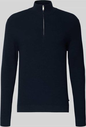 Matinique Strickpullover mit Troyer-Kragen Modell lagoon in Dunkelblau Melange, Gr&ouml;&szlig;e XL