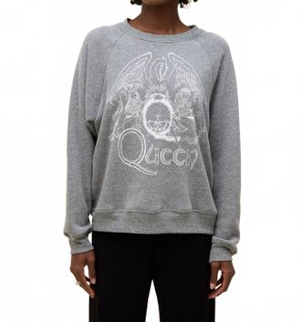 Daydreamer Queen Crest Vintage Raglan Sweatshirt In Heather Grey