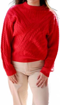 Merci Aiden Cable Knit Pullover Sweater In French Red