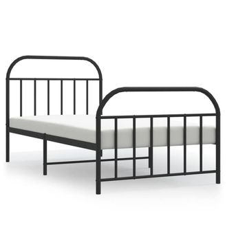 Berkfield Home Metal Bed Frame with Headboard & Footboard Black 107x203 cm