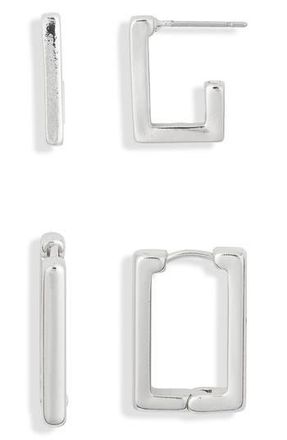 Leith 2-Pack Rectangle Earrings in Silver at Nordstrom Rack