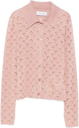Marine Serre Cardigans, female, Pink, Size: XS Moon Devore Shirt
