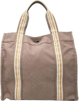 Herm&egrave;s Pre-owned Tote Bags, female, Brown, Size: ONE SIZE Pre-owned Canvas Tote