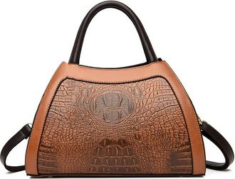 Generic Crocodile Satchel Handbags for Women Fashion Purses Top Handle Crossbody Bag Medium Ladies Tote Shoulder Bags (Brown)