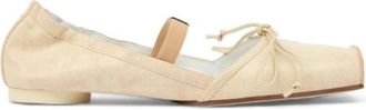 Maison Margiela Square-toe Leren Ballerina Schoenen - Dames - Ballerinas - Beige - 38 EU - Leer - Schoenen