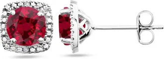 Allurez Lab Grown Ruby & Natural Diamond Stud Earrings Sterling Silver in 1.20Ct, Ruby at Nordstrom