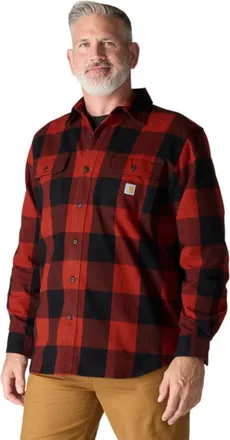Carhartt Work in Progress Shirt Mens Spice Red Flannel Plaid Long Sleeve Button Up JAX1524