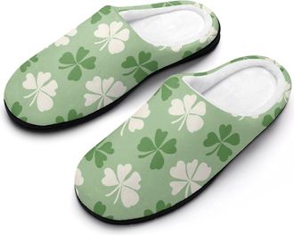 Generic Shamrock Pattern Funny Mens Cotton Slippers Shoes Novelty Soft Non-Slip Sole Home Shoe