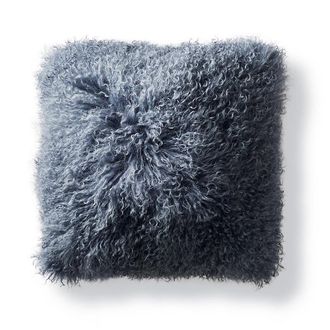 Frontgate Mongolian Fur Decorative Pillow Cover - Silver, 20 x 20 Square Silver, Individual - Frontgate