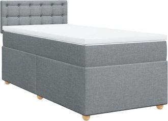 vidaXL Cama Box Spring Con Colch&oacute;n Tela Gris Claro 90x200 Cm Vidaxl