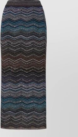 Missoni knit midi skirt chevron pattern