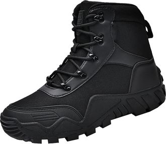 Generic Mens Warm Lined Snow Boots, Winter Boots, Hiking Shoes, Ankle Boots, Non-Slip Trekking Shoes, Large Outdoor Field Shoes, New Mens Desert Shoes, black,