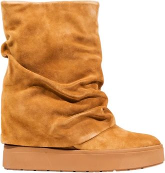 Guess Guinna Enkellaars - Dames - Hoge Laarzen - Beige - 40 EU - Su&egrave;de - Schoenen