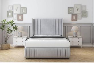 Comfort Beds Elise Naples Divan Set No Drawers-54 Wingback-Footboard in Silver | Size: Double