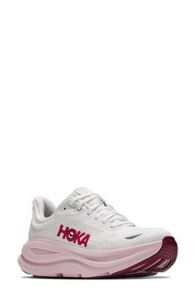 Hoka One One Bondi 9 Running Shoe in White /Pink Opal at Nordstrom, Size 10.5