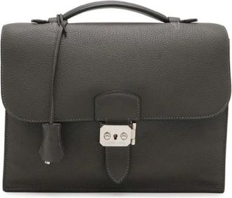 Herm&egrave;s Vintage, unisex, Grijs, ONE Size, Leer, Pre-owned Togo Sac a Depeche 27 Briefcase
