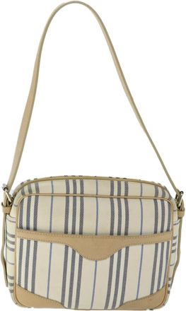 Burberry Nova Check Canvas Beige Canvas Handbag (Pre-Owned)