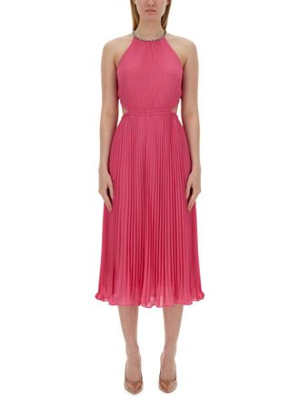 Michael Kors Pleated Georgette Dress With Cut-Out Details