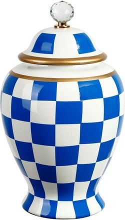 Mark Roberts Checkered Urn with Lid, Large in Royal Blue at Nordstrom