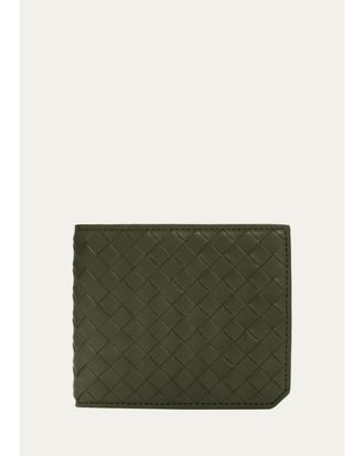 Bottega Veneta Mens Intrecciato Leather Bifold Wallet