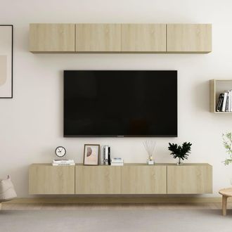 vidaXL Vidaxl - Juego De Muebles De Sal&oacute;n 4 Piezas Roble Sonoma 100x30x30 Cm