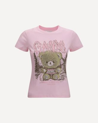 Ganni T-shirt Teddy Forest baby fit in cotone Woman XS