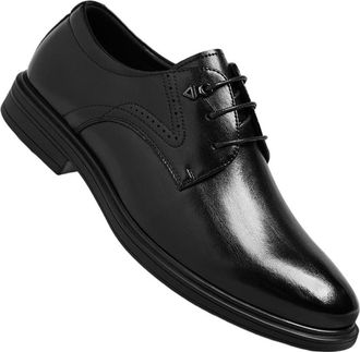 Generic Mens Oxford Leather Shoes Low Top British Style Fashion Business Dress Footwear for Office Work and Formal Occasions(Black,8.5)