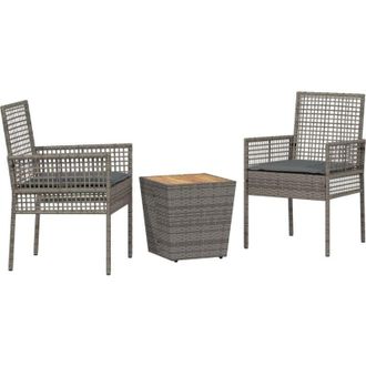 vidaXL Juego Bistro De Jard&iacute;n 3 Pcs Gris Polirat&aacute;n Vidaxl