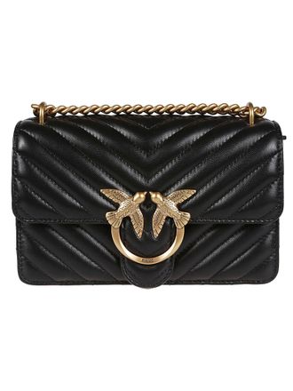 Pinko Love One Mini Chevron Quilted Nappa Leather Shoulder Bag