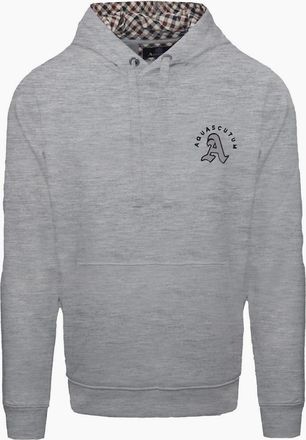 Aquascutum Mens Hooded Neck Long Sleeve Sweatshirt with Kangaroo Pocket - Grey - Size: 2X large