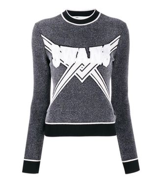 Off-white Black Graphic Round Neck Sweater