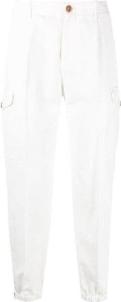 Brunello Cucinelli White Cargo Trousers With Elastic Cuffs, Brand Size 46 (US Size 30)