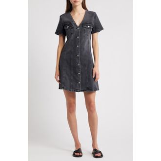 Rails Saratoga Button Front Denim Minidress in Washed Black at Nordstrom Rack, Size Xx-Small