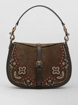 Etro medium pony shoulder bag floral embroidery