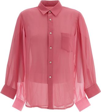 Comme Des Gar&ccedil;ons Pink Sheer Double-Sleeve Shirt