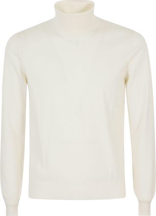 Tagliatore Cream Miles High Neck Merino Wool Sweater
