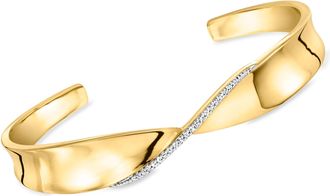Ross-Simons Diamond Twisted Cuff Bracelet in 18kt Gold Over Sterling