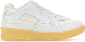 Jil Sander White Leather And Fabric Basket Sneakers
