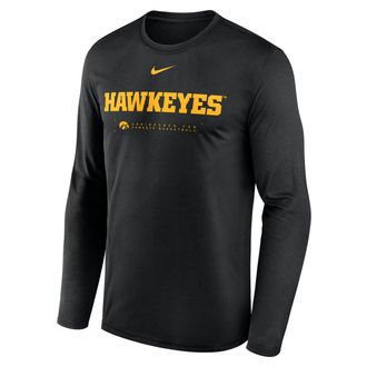 Nike Iowa Courtside Basketball Shootaround Legend Nike Mens Dri-FIT College Long-Sleeve T-Shirt in Black | 02TJ00AIA-NK9