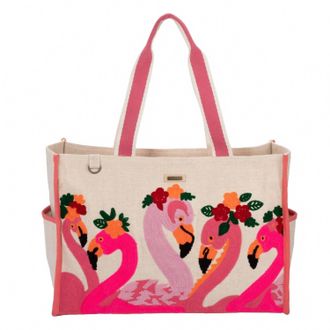 Sun N Sand Womens Floral Flamingos Shoulder Tote Bag In Pink