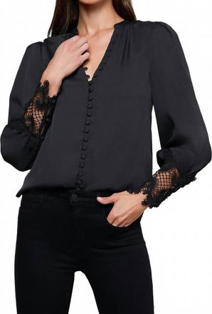 L'agence Ava Lace Cuff Blouse In Black