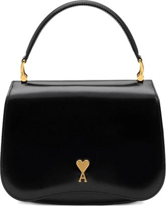 Ami Zwarte Tas met Afneembaar Handvat en Logo - Dames - Handtassen - Zwart - ONE Size - Tassen