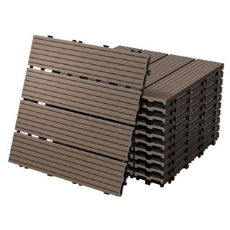ECD Germany Ecd Germany - Baldosas De Patio Wpc De 30x30 Cm 22 Piezas Por 2m&sup2; Con Aparencia De Madera Marr&oacute;n Oscuro Con Sistema De Drenaje Y Instalaci&oacute;n Mediante 