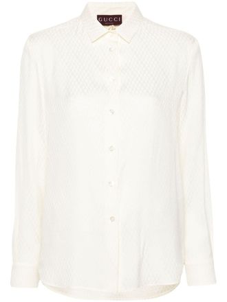 Gucci Blouse met logo jacquard - Beige