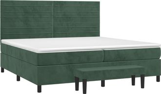 vidaXL Cama Box Spring Con Colch&oacute;n Terciopelo Verde Oscuro 200x200 Cm Vidaxl