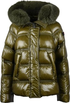 Peuterey Military Green Takan Fur-Trimmed Hooded Down Jacket