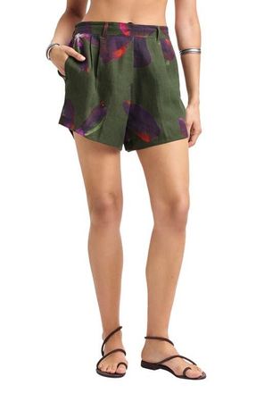 Vitamin A The Getaway Linen Cover-Up Shorts in Watercolor Orchid at Nordstrom, Size X-Small