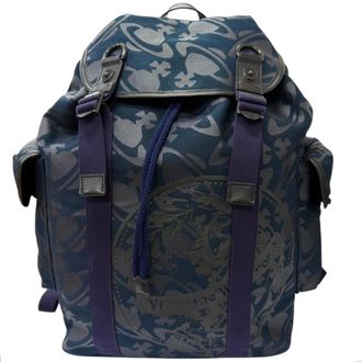 Vivienne Westwood Navy Canvas Leather Backpack (Pre-Owned)