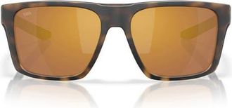 Costa 57mm Polarized Square Sunglasses in Matte Tortoise/Gold 580G at Nordstrom